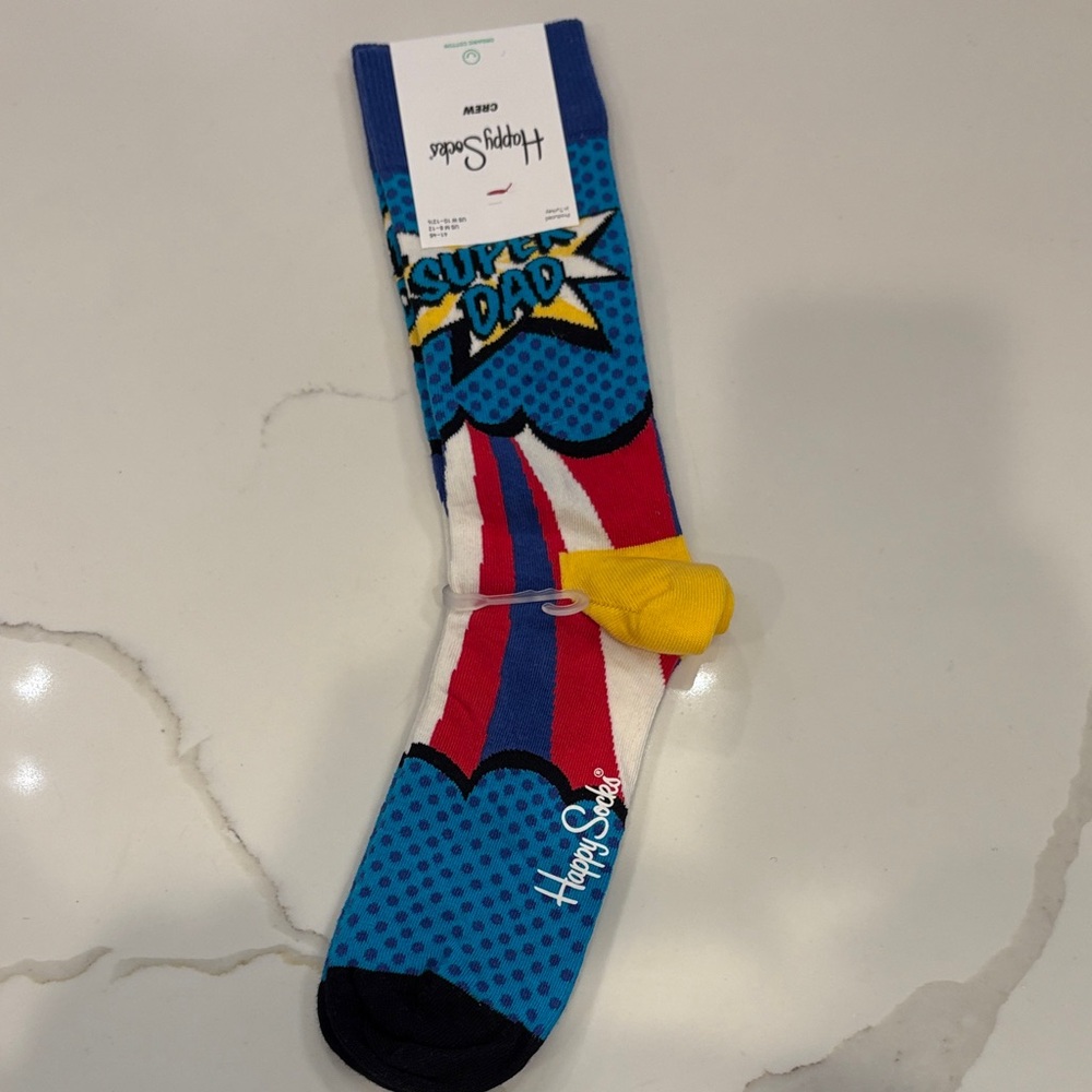 Happy Socks Super Dad Blue and Red Socks